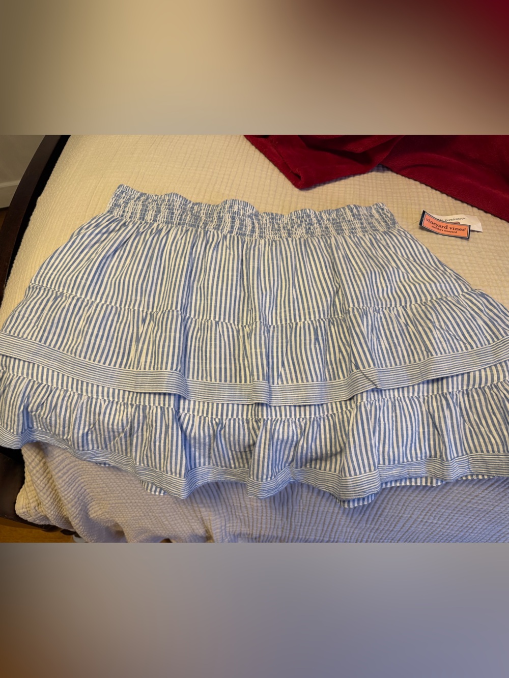 Vineyard Vines Blue and White Striped Ruffle Skort
